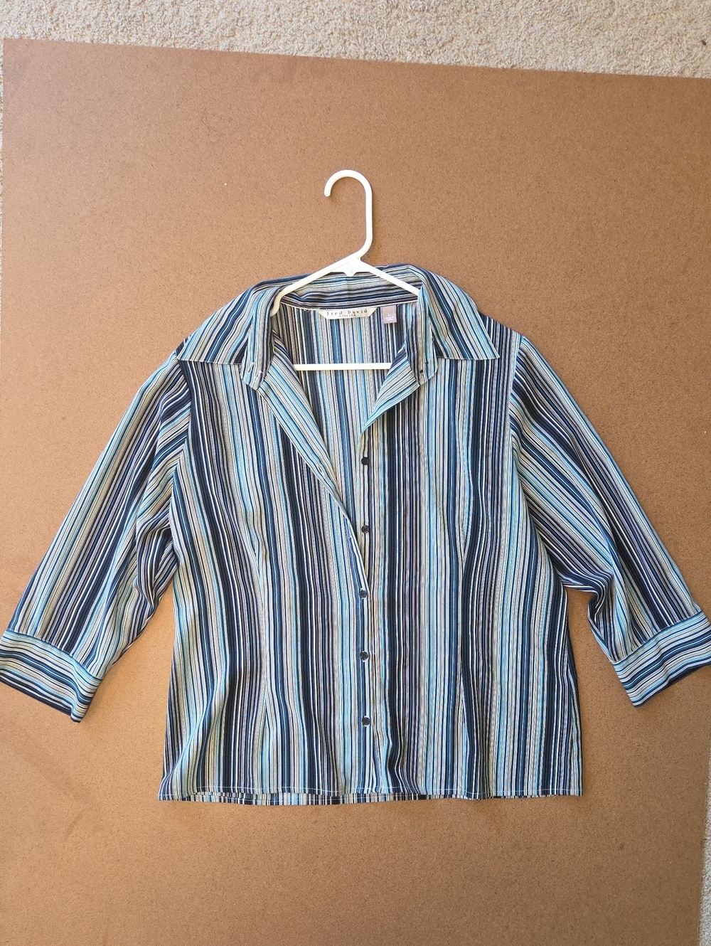 Fred David Blue Multi-Stripe Button Down Shirt